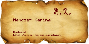 Menczer Karina névjegykártya
